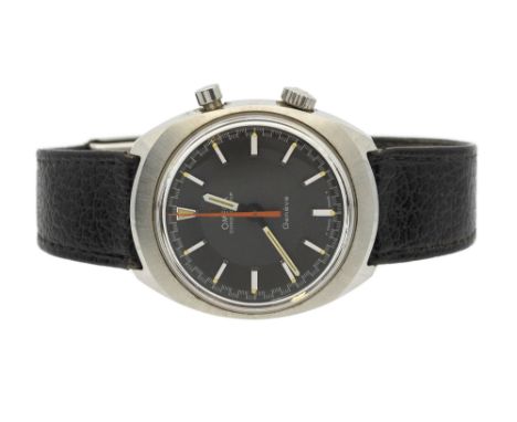 Omega - a late 1960's gentleman's Omega chronostop mechanical wind steel cased wristwatch, comprising a charcoal grey round, 