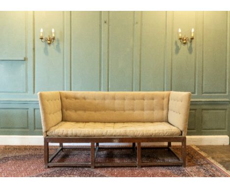 CAPTAIN MAITLAND'S SOFA (COUCH) ON WHICH NAPOLEON LAY  oak framed, three-quarter horsehair upholstered padded back, later cov