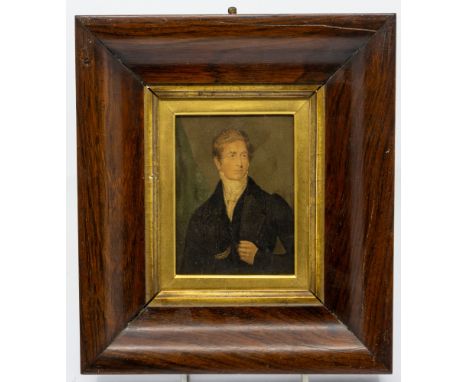 English School (19th century), Portrait of Robert Peel Esq. watercolour on paper, 7.1cm x 9.4cm, unsigned, reverse signed "Do