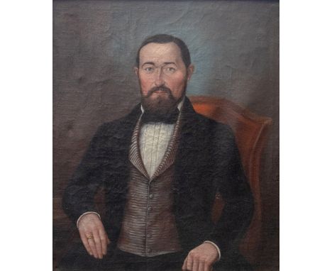 Continental School (19th century), Portrait of a wealthy burgher, oil on canvas, 67.5cm x 80.4cm, unsigned,  in gilt frame.  