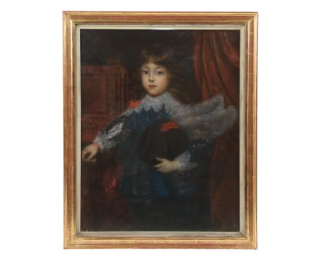 FOLLOWER OF SIR ANTHONY VAN DYCK (DUTCH, 1599-1641). Portrait of a Young Man, Possibly Charles II pastel laid to canvas 79cm 