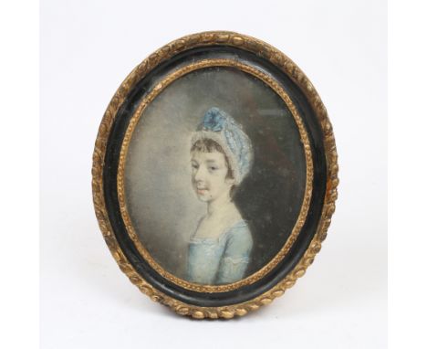 HUGH DOUGLAS HAMILTON (IRISH, 1739-1808). Portrait of a Young Girl in a Blue Dress signed and dated 1779, pastel 29 x 25cm (1