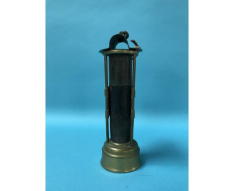 An early brass Davy type Lamp, stamped Robert ??