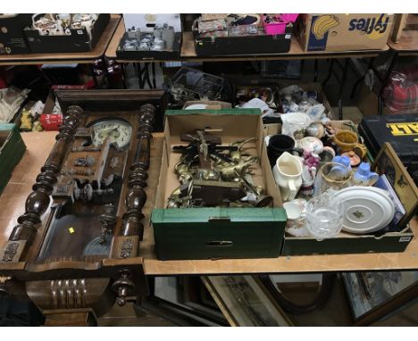 Two trays of assorted and a Vienna wall clock