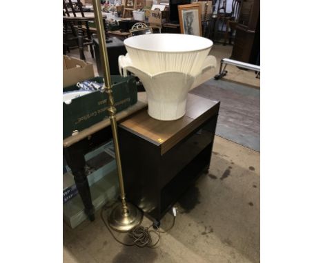 A Hostess trolley and brass lamp