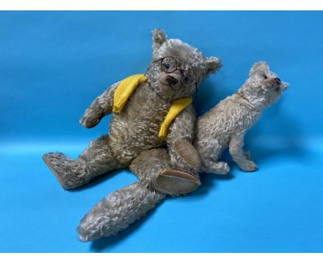 A plush jointed Teddy Bear and a fox with swivel head and long bushy tail (2)