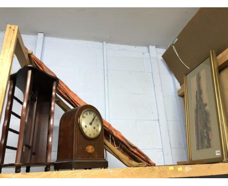 Shelf of assorted to include a mantle clock