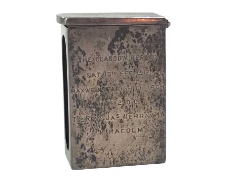 SILVER CAPSTAN INKWELL, ALONG WITH FURTHER SILVER the inkwell of stylised octagonal form, loaded, along with a silver matchbo