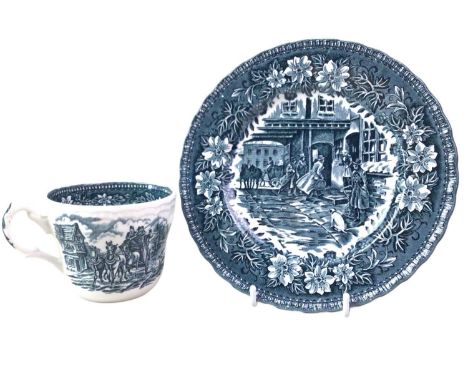 ROYAL TUDOR WARE DINNER SERVICE, COACHING TAVERNS PATTERN comprising six meat plates, six soup plates, six dessert plates, si
