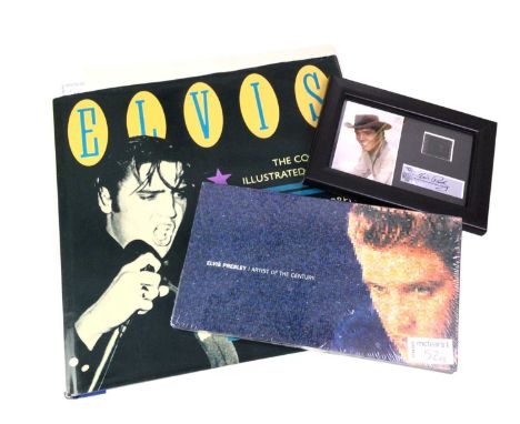 COLLECTION OF ELVIS MEMORABILIA, comprising Elvis the King print, signed by Nate Giorgio and framed with certificate verso, a