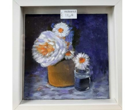 SCOTTISH SCHOOL, STILL LIFE WITH JARS oil on board, initialled 'SBC'framed and under glassoverall size 26cm x 26cm 