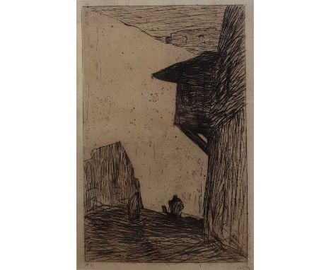 MARIUS ALEXANDER JACQUES BAUER (DUTCH 1867 - 1932), WALLS OF HAREM etching on paper, initialled and inscribed 'No. 31'mounted