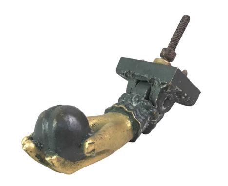 VICTORIAN BRASS DOOR KNOCKER, modelled as a hand