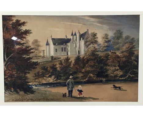 ATTRIBUTED TO JEMIMA BLACKBURN (SCOTTISH 1823 - 1909), HUNTING SCENE, HOUSE DISTANT watercolour on papermounted, framed and u