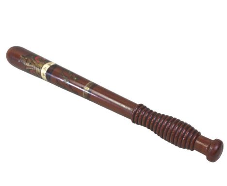 VICTORIAN WOODEN TRUNCHEON, AND OTHER ITEMS  including RAF badges, whistle and pelham puppet