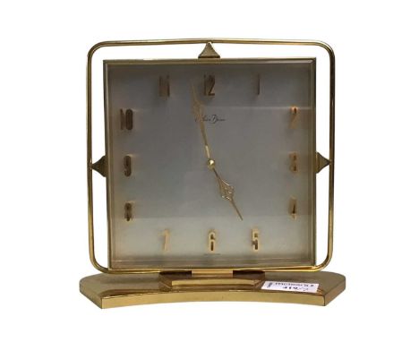 BRASS SAINT BLAISE MANTEL CLOCK, AND A CIRCULAR VANITY MIRROR the vanity mirror on marble circular basevanity mirror 48cm hig