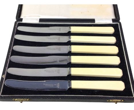 GROUP OF FLATWARE, AND OTHER SILVER PLATE comprising Cooper Brothers stag handled knives, butter knives, and other assorted s
