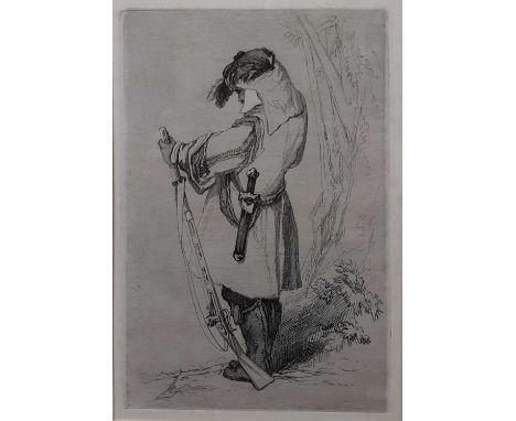 JOHN SELL COTMAN (BRITISH 1782 - 1842), MAN AND GUN etching on paper, printed before 1830, published posthumously in 1864 by 