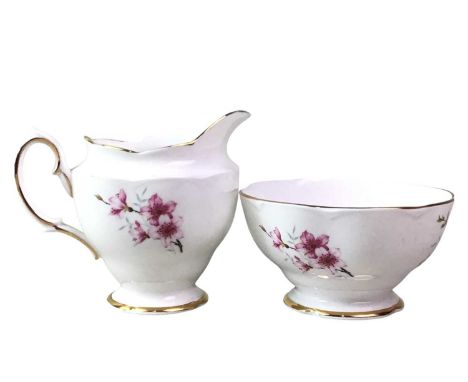 DUCHESS TEA SERVICE, transfer decorated with floral sprigs, comprising six cups, six saucers, six side plates, cake plate, su