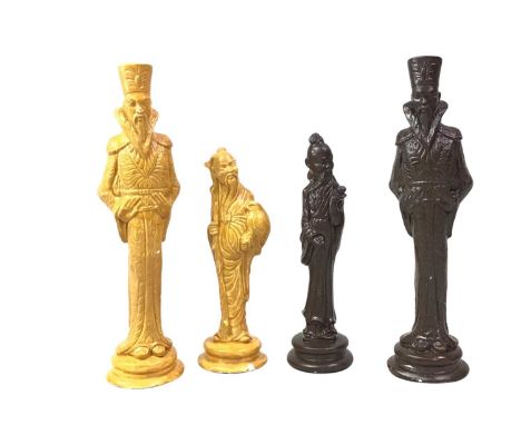 CHESS SET, AND OTHER ITEMS the chess set of Chinese influence, modelled as Chinese figures and buildings, along with a Chines