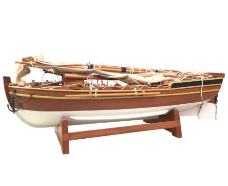 TWO WOODEN SCRATCHBUILT MODEL SHIPS, each on fitted standlongest 57cm longQty: 2