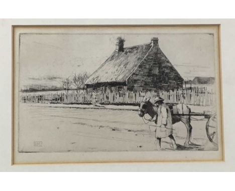 SIR DAVID YOUNG CAMERON ARSA RSW RA RSA (SCOTTISH 1865 - 1945), GRANNY GIBB'S COTTAGE, PARTICK, NO. 2  etching on papermounte