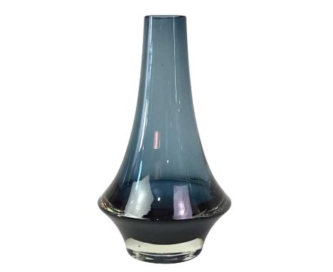 MURANO GLASS FACETED VASE, ALONG WITH A TABLE LIGHTER AND VASE the vase of smoky grey glass on heavy faceted base and taperin