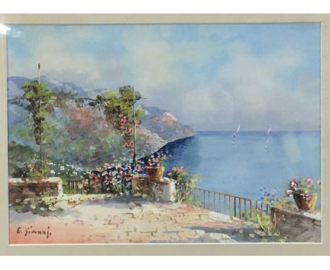 ITALIAN SCHOOL, TWO WATERCOLOURS two watercolours on paper of landscapes, both signed 'E Gianni'both mounted, framed and unde