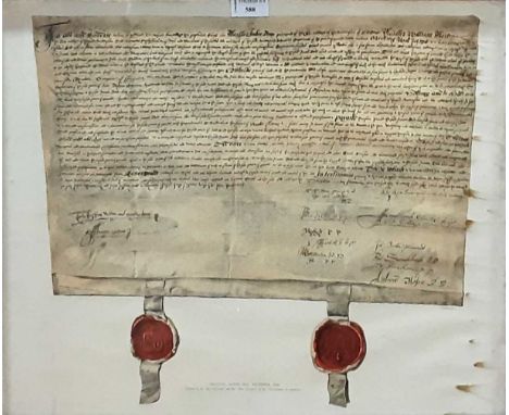 UNIVERSITY OF ABERDEEN CHARTER, print, reproduction from the 1656 originalframed and under glass47cm high x 55.5cm wide overa