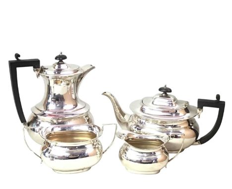 SILVER PLATED TEA AND COFFEE SERVICE, AND OTHER SILVER PLATED ITEMS including toast racks and dishes 