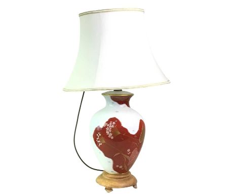 LARGE GROUP OF TABLE LAMPS, WOODEN, BRASS AND CERAMIC with shades