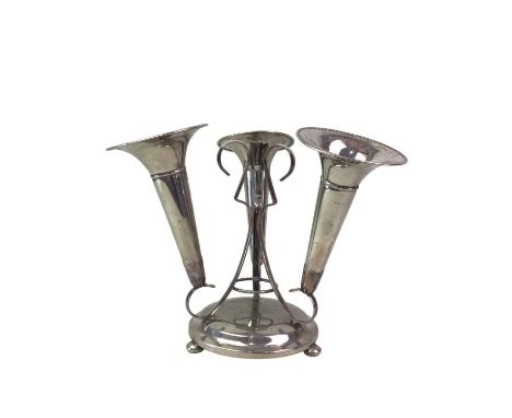 GROUP OF SILVER PLATED ITEMS, including cake baskets, trays, hors d'oeuvres dish, epergne, sugar and cream on stand, cutlery 