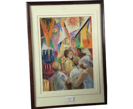 SCOTTISH SCHOOL, IN THE CROWD pastel on papermounted, framed and under glassoverall size 56cm x 40cm