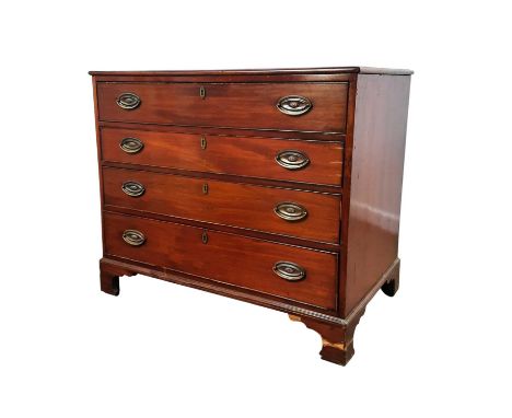 MAHOGANY FOUR DRAWER CHEST, 19TH CENTURY  on bracket feet86cm high, 100cm wide