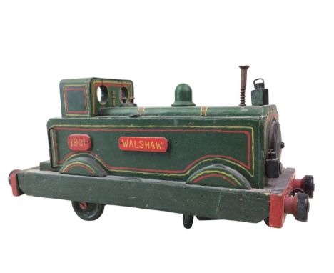 SCRATCH BUILT WOODEN MODEL OF A LOCOMOTIVE, Walshaw 190143cm long