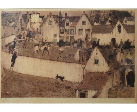 CONTINENTAL SCENE, print, signedframed and under glass61.5cm high x 79cm wide overall