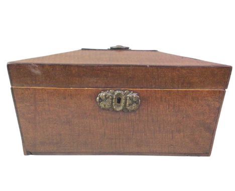 VICTORIAN MAHOGANY TEA CADDY, of sarcophagus form30cm wide