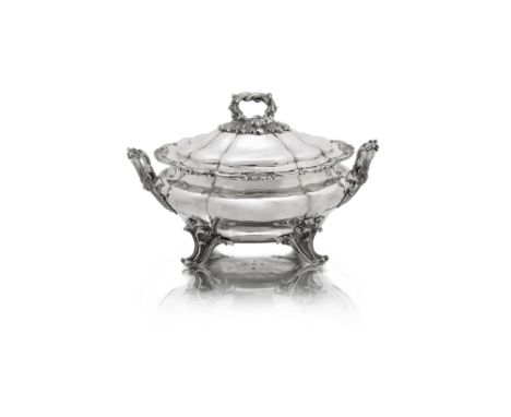 A William IV silver two-handled tureen and cover with linerWilliam Kerr Reid, London 1837, with William IV duty markShaped-ov