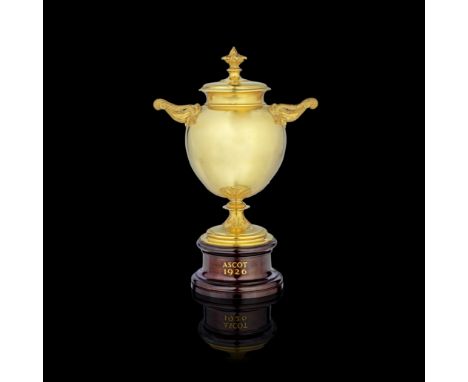 THE 1926 ASCOT GOLD CUP: an 18 carat gold cup and coverSebastian Garrard, London 1926, inscribed under handle 'Chas. Sykes Sc