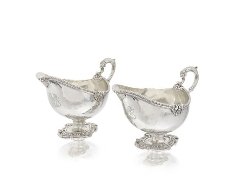 A pair of George III Royal silver sauceboatsWilliam Fountain, London 1806,  also engraved 'EDC' (Ernest Duke of Cumberland)  