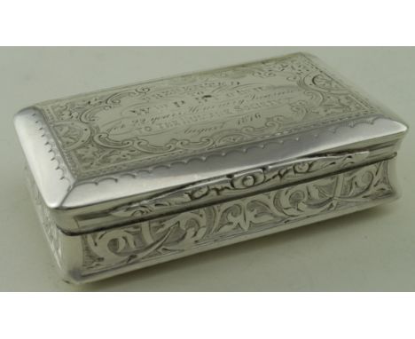 Life Saving related silver snuff box - top reads "Presented to Wm. P. Brown for 22 years, Honorary Treasurer to Humane Societ