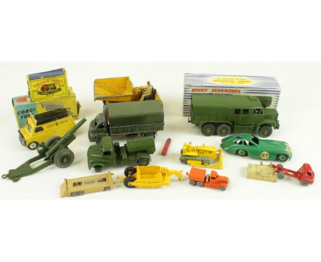 Diecast. A collection of Dinky, Corgi &amp; Matchbox toys (some boxed), including Dinky Supertoys Medium Artillery Tractor (n