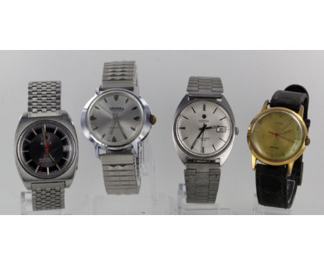 Four gents wristwatches two by Roamer, Mustang electron &amp; Vanguard 303, timex Mercury &amp; a Drimex toptime. all not wor