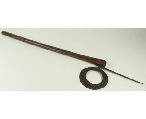 Early Tribal ring axe with intigrated spear, circa 19th Century, total length 87cm approx.