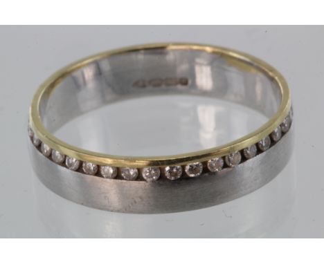 18ct White and Yellow Gold Diamond set Eternity style Ring size R weight 4.0g