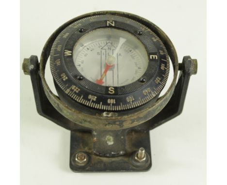 Ships compass, by Silva, Sweden, on gimbal base, diameter 85mm approx.