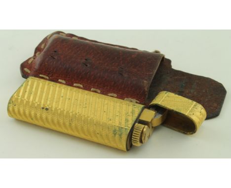 Must de Cartier Plaque Or G Gold plated Lighter in Leather slip case 