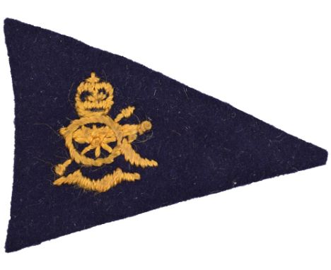 17th Light Anti-Aircraft Regiment Royal Artillery Cloth Formation Sign, yellow embroidered crowned Artillery field piece on b