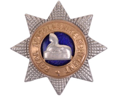 Royal Lincolnshire Regiment Officers Collar / Field Service Badge, silver gilt and enamel example being eight pointed star wi