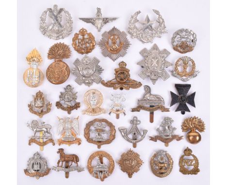 30x British & Commonwealth Military Cap Badges, including Queens Own Cameron Highlanders of Canada, bi-metal The Royal Scots,